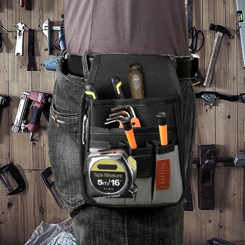 VIDAR TOOLS Small Tool Pouch with Belt Clip,Tool Belt Pouches,Electrician Tool Pouch.Mini Organizer Pocket Attachment for Tool Belt,5 Pockets and Heavy-Duty Metal Belt Clip Attachment.… - Image 4